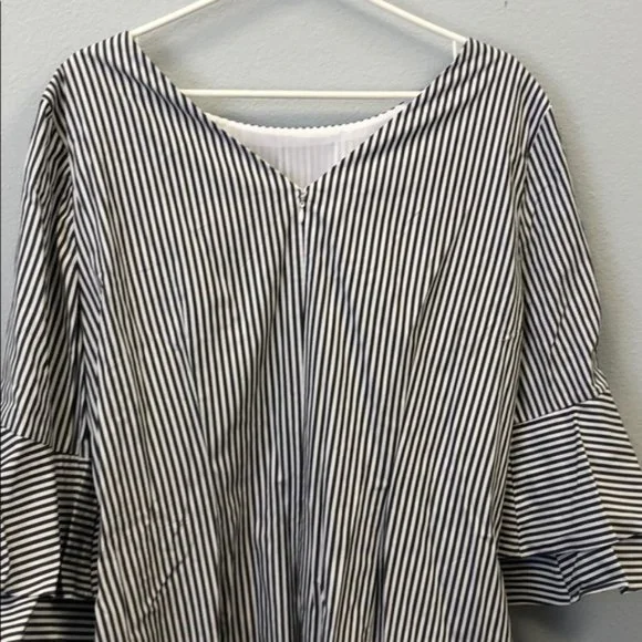 Pappagallo Gray Striped Tiered-Ruffle Sleeve Dress - Picture 5 of 10